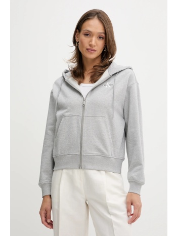 μπλούζα calvin klein jeans χρώμα γκρι, με κουκούλα