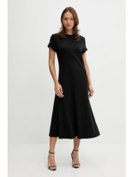 βαμβακερό φόρεμα tommy hilfiger χρώμα: μαύρο, ww0ww46710 100% βαμβάκι