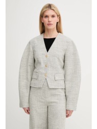 σακάκι nanushka kiyo χρώμα: γκρι, nw25ssow30199 κύριο υλικό: 47% βαμβάκι, 23% πολυεστέρας, 20% βισκό