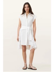 βαμβακερό φόρεμα allsaints zola χρώμα: άσπρο, w129dc 100% οργανικό βαμβάκι