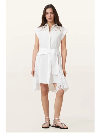 βαμβακερό φόρεμα allsaints zola χρώμα άσπρο, w129dc 100%