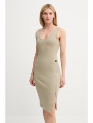 βαμβακερό φόρεμα g-star χρώμα: μπεζ, d26593-d275 100% οργανικό βαμβάκι