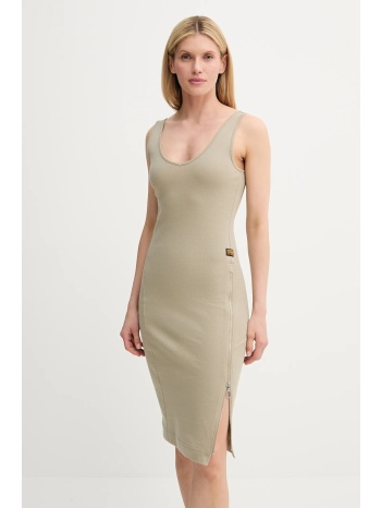 βαμβακερό φόρεμα g-star χρώμα μπεζ, d26593-d275 100%