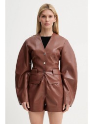 μπουφάν nanushka kiyo χρώμα: καφέ, nw25ssow22075 100% πολυεστέρας με επίστρωση πολυουρεθάνης