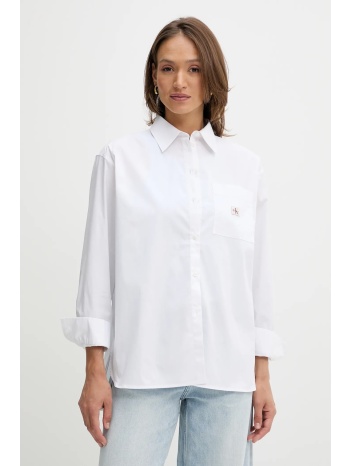 πουκάμισο calvin klein jeans χρώμα άσπρο, lv047c143g 96%