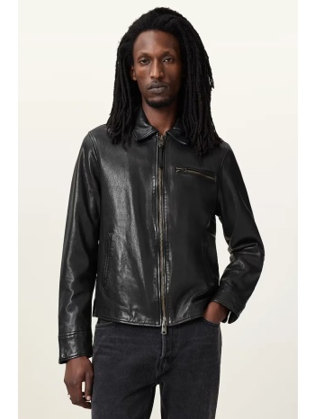 δερμάτινο μπουφάν allsaints miller χρώμα μαύρο, m009la