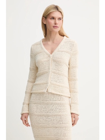 πλεκτή ζακέτα samsoe samsoe sanettie χρώμα μπεζ, f25200116