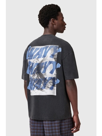 βαμβακερό μπλουζάκι allsaints wavy ανδρικό, χρώμα μαύρο