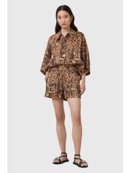 σορτς από μείγμα μεταξιού allsaints charli χρώμα: πορτοκαλί, w037tc 86% λινό, 14% μετάξι