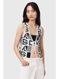 βαμβακερό γιλέκο allsaints florence χρώμα: μαύρο, w067kc 100% οργανικό βαμβάκι