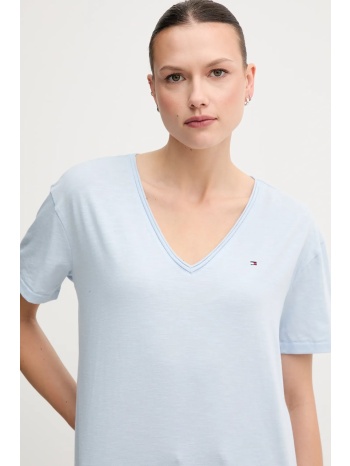 βαμβακερό μπλουζάκι tommy hilfiger χρώμα μπλε, ww0ww43901
