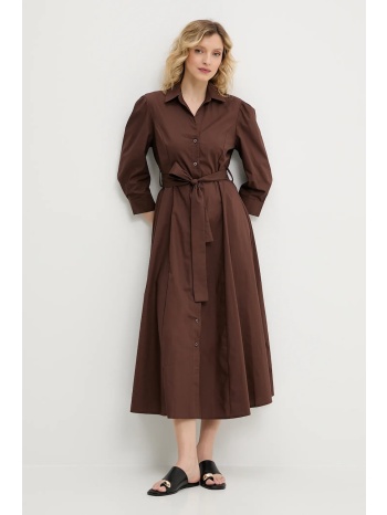 βαμβακερό φόρεμα answear lab χρώμα καφέ 100% βαμβάκι