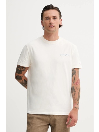 βαμβακερό μπλουζάκι tommy jeans ανδρικό, χρώμα μπεζ