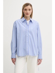 πουκάμισο samsoe samsoe sacatan χρώμα: μπλε, f25200085 55% lyocell tencel, 45% βαμβάκι