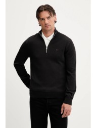 βαμβακερό πουλόβερ tommy jeans ανδρικό, χρώμα: μαύρο, dm0dm21654 100% βαμβάκι