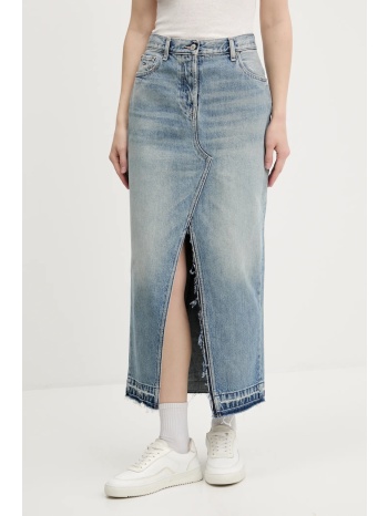 τζιν φούστα tommy jeans χρώμα μπλε, dw0dw21193 100% βαμβάκι