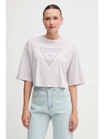 βαμβακερό μπλουζάκι guess originals χρώμα μοβ, w5gi58