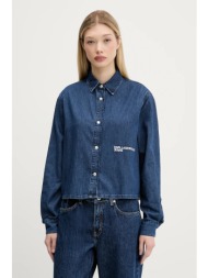 τζιν πουκάμισο karl lagerfeld jeans χρώμα: ναυτικό μπλε, a3w11002 100% βαμβάκι