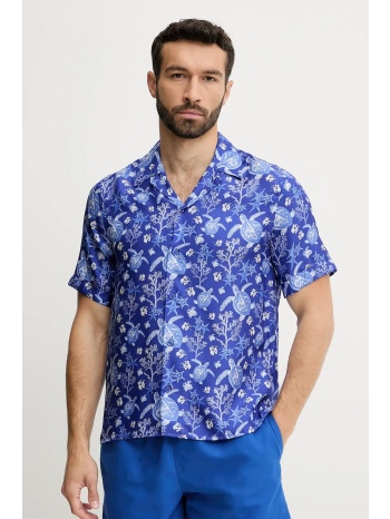 μεταξωτό πουκάμισο vilebrequin charli ανδρικό, χρώμα μοβ