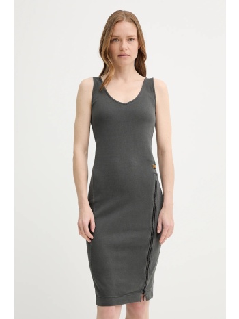 βαμβακερό φόρεμα g-star χρώμα γκρι, d26593-e040 100%