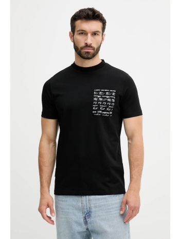 βαμβακερό μπλουζάκι karl lagerfeld ανδρικό, χρώμα μαύρο