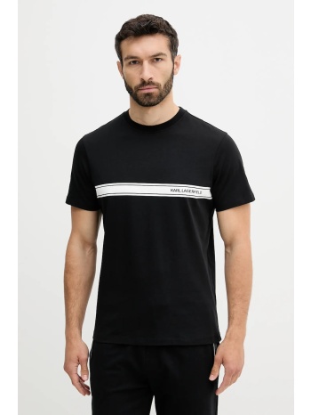 βαμβακερό μπλουζάκι karl lagerfeld ανδρικό, χρώμα μαύρο