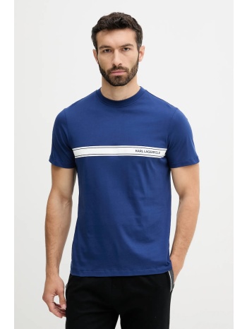βαμβακερό μπλουζάκι karl lagerfeld ανδρικό, χρώμα ναυτικό