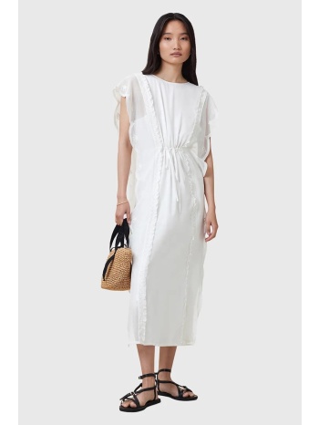 βαμβακερό φόρεμα allsaints ola χρώμα άσπρο, w197dc κύριο