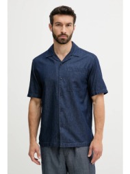 βαμβακερό πουκάμισο united colors of benetton ανδρικό, χρώμα: ναυτικό μπλε, 5dhjuq05k 100% βαμβάκι
