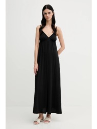 φόρεμα united colors of benetton χρώμα: μαύρο, 3q225v00y 50% βαμβάκι, 50% βισκόζη