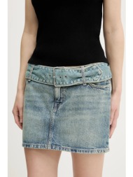 τζιν φούστα hugo blue χρώμα: μπλε, 50541549 100% βαμβάκι