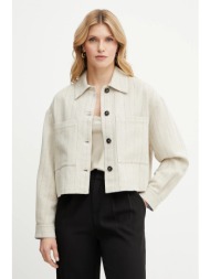 πουκάμισο-πανωφόρι από λινό ύφασμα max&co. χρώμα: μπεζ, 2516041024200 κύριο υλικό: 52% βαμβάκι, 30% 