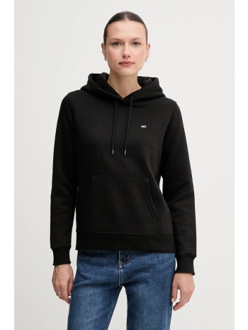 μπλούζα tommy jeans χρώμα μαύρο, με κουκούλα, dw0dw19958