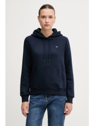 μπλούζα tommy jeans χρώμα: ναυτικό μπλε, με κουκούλα, dw0dw19958 κύριο υλικό: 80% βαμβάκι, 20% πολυε