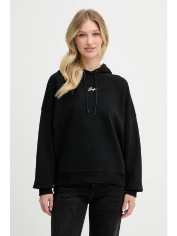 βαμβακερή μπλούζα boss orange γυναικεία, χρώμα μαύρο, με