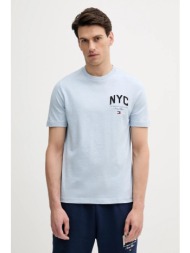 βαμβακερό μπλουζάκι tommy hilfiger ανδρικό, χρώμα: μπλε, mw0mw40427 100% βαμβάκι