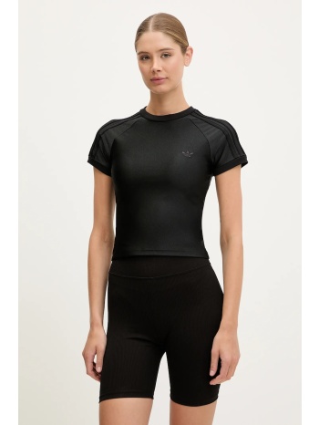 μπλουζάκι adidas originals 3-stripe spandex χρώμα μαύρο