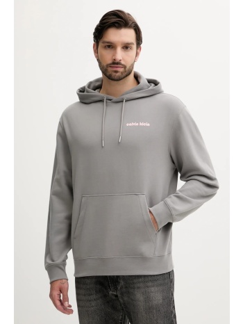 μπλούζα calvin klein jeans χρώμα γκρι, με κουκούλα