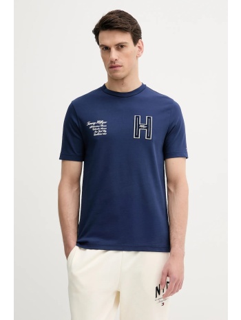 βαμβακερό μπλουζάκι tommy hilfiger ανδρικό, χρώμα ναυτικό