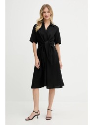 λινό φόρεμα tommy hilfiger χρώμα: μαύρο, ww0ww45836 53% λινό, 47% βισκόζη
