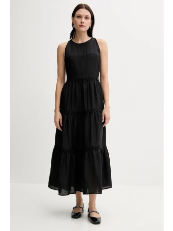 φόρεμα από λινό μείγμα pedro del hierro χρώμα μαύρο