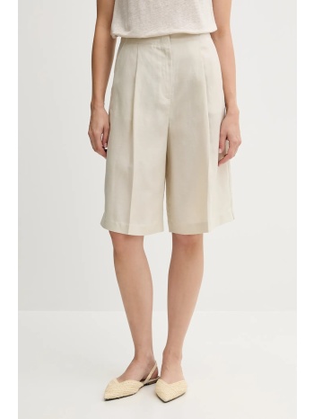 λινό σορτς united colors of benetton χρώμα μπεζ, 45bvd9026