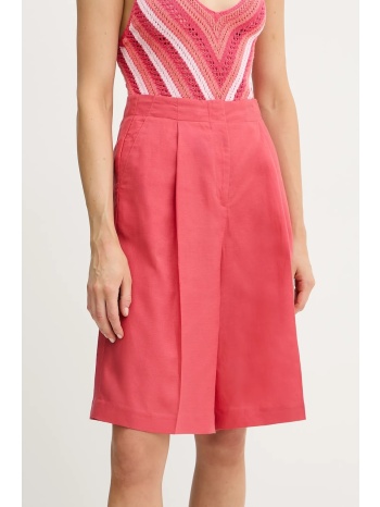λινό σορτς united colors of benetton χρώμα ροζ, 45bvd9026