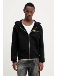 βαμβακερή μπλούζα karl lagerfeld jeans χρώμα: μαύρο, με κουκούλα, a3m20030 100% οργανικό βαμβάκι