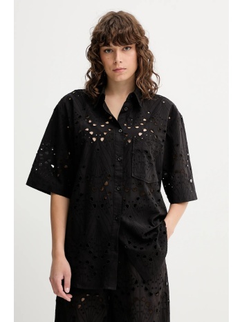 βαμβακερό πουκάμισο gestuz χρώμα μαύρο, 10910509 100%