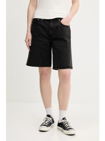τζιν σορτς abercrombie & fitch χρώμα μαύρο, ki149-5120