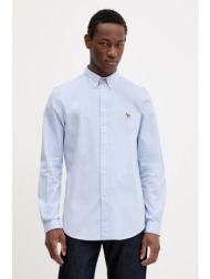 βαμβακερό πουκάμισο ps paul smith ανδρικό, χρώμα: μπλε, m2r-599r-pzebra 100% βαμβάκι