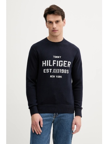 βαμβακερό πουλόβερ tommy hilfiger ανδρικό, χρώμα ναυτικό