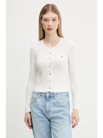 πλεκτή ζακέτα tommy jeans χρώμα μπεζ, dw0dw20966 50%