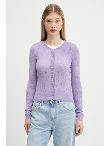 πλεκτή ζακέτα tommy jeans χρώμα μοβ, dw0dw20966 50%